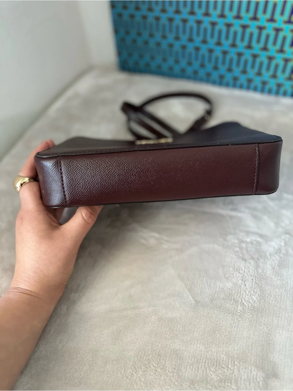 Michael Kors Maroon Leather Crossbody with Gold Hardware